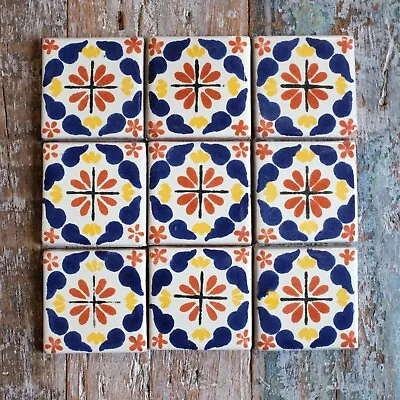 9 X  Ceramic Mexican Tiles Casa -  SMALL SIZE 5 X 5 Cms • £5.85