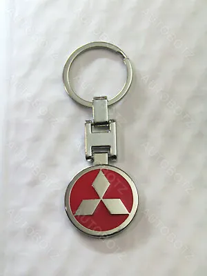 For MITSUBISHI Metal Chrome Emblem Red Style Keychain Key Fob Ring  • $10.95