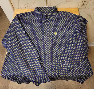 Ariat Men's Button Down Long Sleeve Shirt Blue Size Large • $19.99