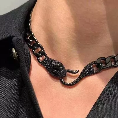 Vintage Gothic Cuban Black Snake Necklace Women Men Hip Hop Rock Charm Party NEW • $18.44