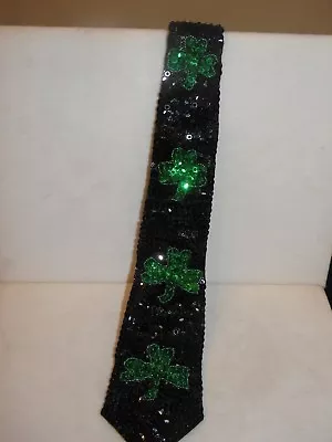 Sequin St.patrick's Day Neck Tie Shamrock Irish Parade Necktie New!  Black • $15.95