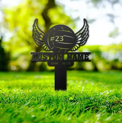 Volleyball Grave Marker Metal Garden Stakes Volleyball Memorial Gifts Sympathy • $43.19