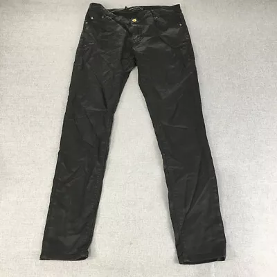 Zara Womens Faux Waxed Leather Jeans Size 28 (W28 X L28) Black Skinny Stretch • £15.47