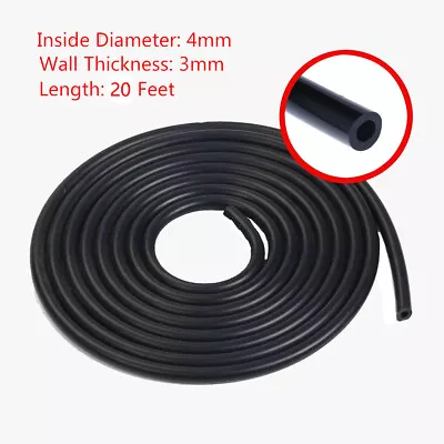 ID 4mm 5/32  Universal Silicone Air Vacuum Hose /Line /Pipe /Tube 20 Foot Black • $23.99