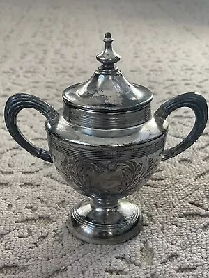 Antique Wm. Rogers Quadruple Silver Double-Handled Lidded Sugar Bowl 7.25” • $25