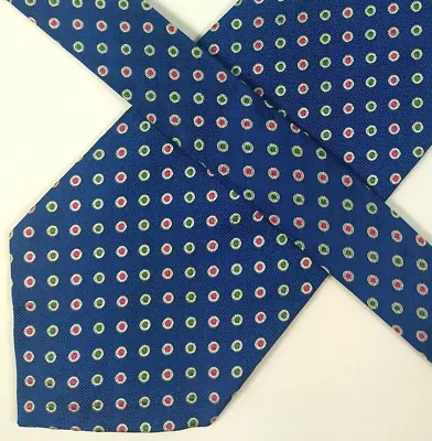 Lauren Green Label Ralph Lauren Mens Tie Blue W/ Green & Red Polka Dot Pattern • $15.97