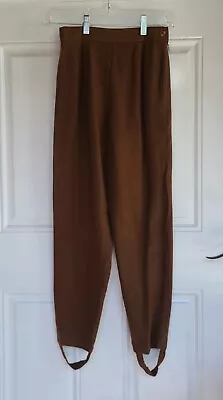 VINTAGE 80's Talbots Petites Brown Pants 98% Wool W/ Foot Loops Sz 6P Made In US • $16.25