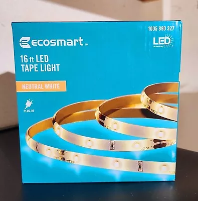 NEW Ecosmart 16' (16-ft) LED Tape Light (White 3600K) — Cuttable Direct-Plug • $12