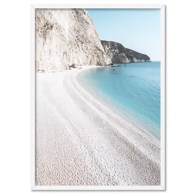 Santorini Beach Art Print. Greek Coastline Wall Art. Amalfi Coast Poster |BOC-40 • $22.95