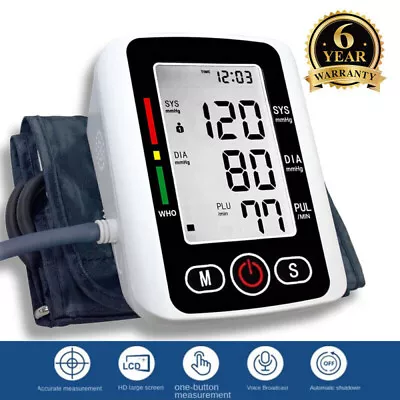 2024 Digital Automatic Blood Pressure Monitor UpperArm BP Machine Heart Rate • £10.48