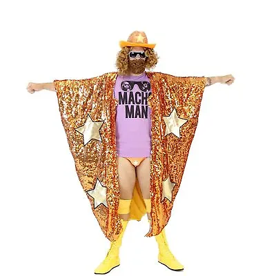 Adult Wrestling WWE Randy Savage Macho Man Madness Sequin Costume Cape • $68.95
