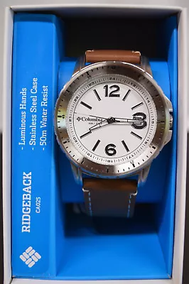 NEW Men's Columbia Ridgeback Brown Leather Strap Watch CA025-200  • $54.99