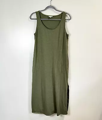 J. Jill Pure Jill Tank Shirt Dress Midi Size Medium M Green Shift Pockets Slit • $22.50