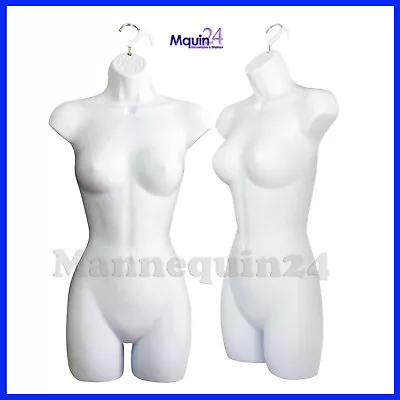 One Female Torso Dress Form Hanging Mannequin - White  1 Hook For Hanging • $38.45