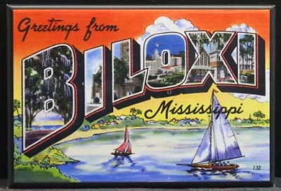 Greetings From Biloxi Vintage Postcard 2  X 3  Fridge Magnet. Mississippi • $6.39