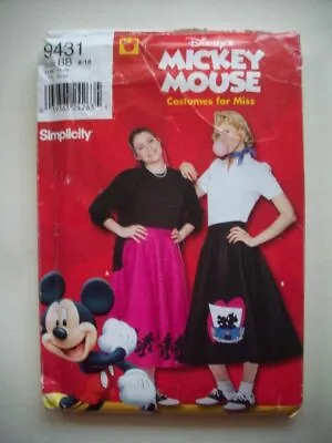 ADULT Mickey Mouse Skirt Costume Pattern 9431 Size 8 10 12 14 16 18 UNCUT  • $9.99