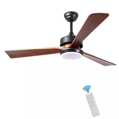 52In Wood Ceiling Fan 3 Blades Pendant Lamp W/ 6 Speeds & Remote Indoor Outdoor • $98