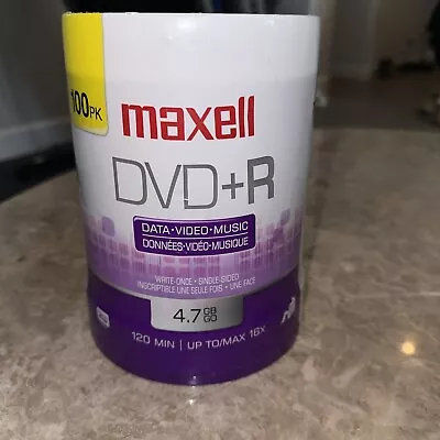 Maxell DVD+R 4.7 GB GO 16x 120 Minute 100 Pack Spindle Brand New Sealed • $34.99