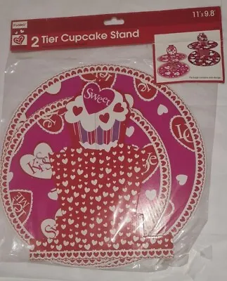  Valentines 2 Tier Cupcake Stand NEW Hearts • $6