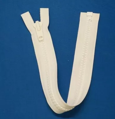 White YKK Chunky Open Zip No10 Vislon Zip Length 41cm - 16  • £4.95