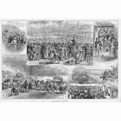 HORSE RACING Scenes At The Goodwood Races - Antique Print 1877 • £17.99