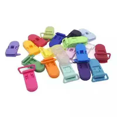 Plastic Baby Pacifier Clips Soother Dummy Chain Holder Clips Clasp 20mm Ribbo • $47.04