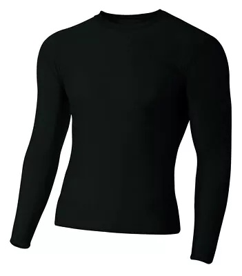 A4 N3133 Mens Long Sleeve Poly/Spandex Compression Moisture Wicking Crew T-Shirt • $22.19