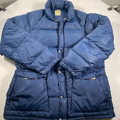 Vintage Sierra Designs Down Jacket Mens XL Blue 90s 80s Berkeley CA USA Puffer • $99.95