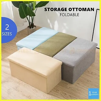 Large Folding Ottoman Storage Footstool Stool Blanket Box Pouf Seat Bench Linen • $59.95