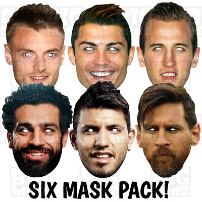 FOOTBALL STRIKERS X6 Face Masks Salah Messi Ronaldo Kane BALE Aguero WORLD CUP • £11.99