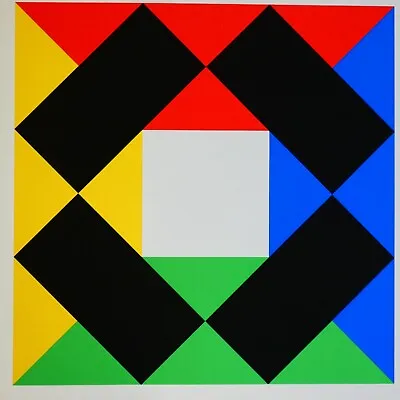 Max Bill - White Center Composition Color Screen Print 1972 • $63.72