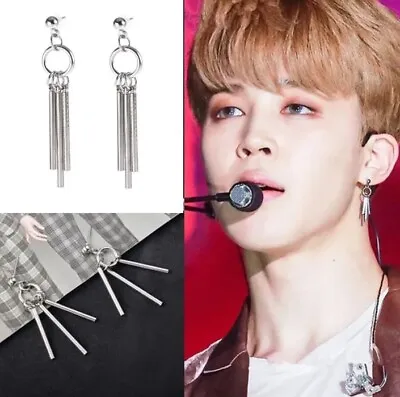 KPOP Idol BTS Jimin Surgical Steel 3 Sticks Drop Dangle Earrings • £16.20