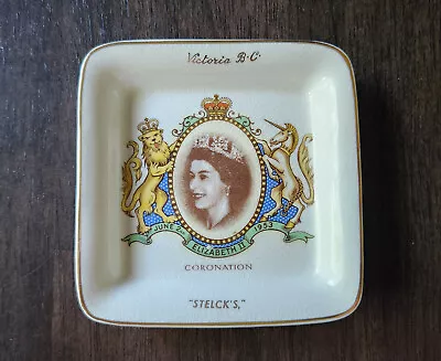 Queen Elizabeth II Coronation Butter Pat Victoria BC Stelcks (Teabag Holder) • $10