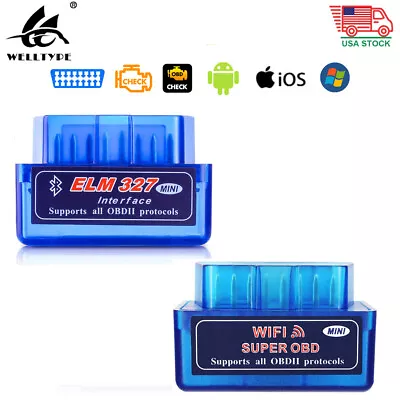 Car OBD2 Bluetooth Wifi Scanner ELM327 Code Reader Diagnostic Tool • $8.99