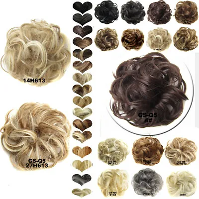 Curly Messy Bun Hair Piece Scrunchie Clip In As Human Real Hair Extensions UP Do • £4.99