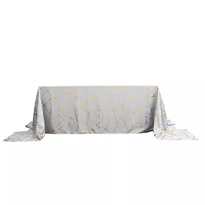 90 X156  Polyester Rectangle Tablecloth With Geometric Pattern Party Decorations • $28.15