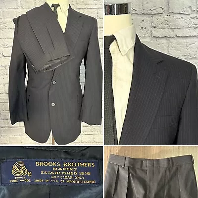 Vintage 60's Brooks Brothers Men's 2 Piece Navy Pinstripe Suit 40r Pants 30x29.5 • $159.95