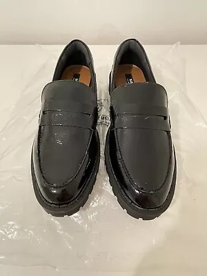 Marks And Spencer Women’s Black Patent Leather Flatform Loafers Size 8 BNWT • £1.25