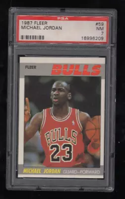 1987 Fleer 2nd Year Card #59 Michael Jordan Graded Psa 7 Nm Crisp Mint Corners • $269.95