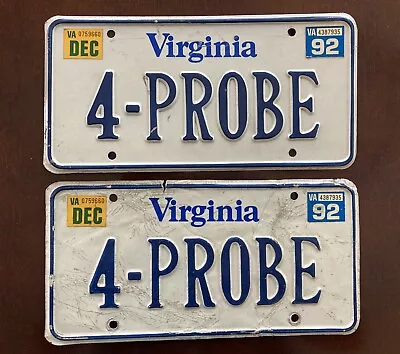 Virginia Vanity License Plate Pair -  4 Probe - 1992 Ford Probe • $11.99