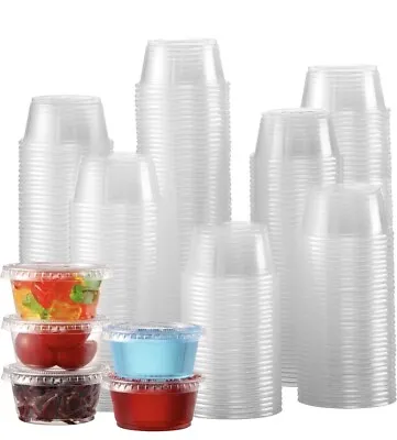 2.0 Oz - [100 Sets] Crystal Clear BPA Free Plastic Portion Cups With Lids • $8.99