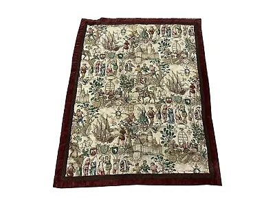 Vintage French Tapestry Pictorial Medieval Embroidered Wall Hanging • $250
