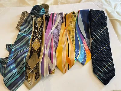 Lot Of 6 Designer Neckties VersaceEnrico VenturiVitaliano Pancaldi All Italian • $49