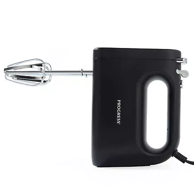 Progress Hand Food Mixer Electric Whisk Beaters & Dough Hooks Shimmer Grey/Black • £16.99