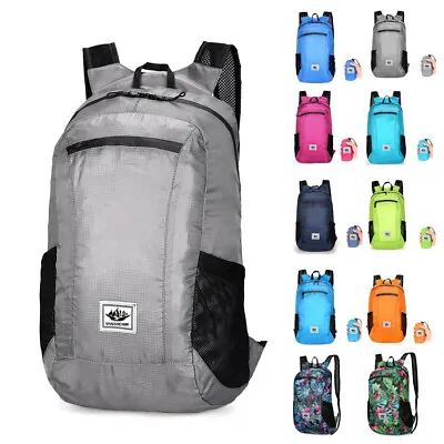 Ultra Lightweight Foldable Backpack Bag Water Resistant Rucksack Hiking Outdoor • £7.46