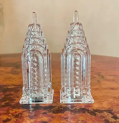 Shannon Crystal Chrysler Building NYC New York Salt & Pepper Shakers Circa 1970 • $18.99