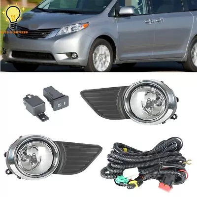 Driving Fog Lights Bumper Lamps W/Cover Switch Kits For 2011-2015 Toyota Sienna • $27.68