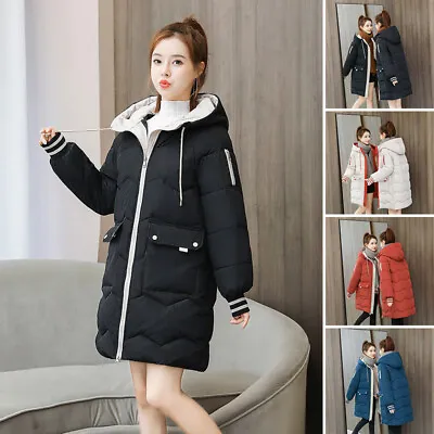 £19.99 • Buy Winter Women Girl Mid Long Cotton Quilted Parka Ladies Warm Coat Hooded Jacket