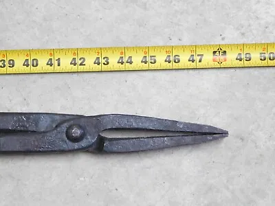 4 FEET! Vintage Blacksmith Metal Mill Working FLAT JAW GRAB TONGS NEEDLE NOSE SI • $99.99