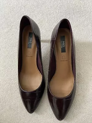 Marks And Spencer Ladies Leather Court Shoes Berry Red Size 7.5 • £7.99